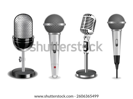 Microphone Icons set. variant microphone icon. Karaoke mic. Podcast microphone. web and mobile icons. vector illustration