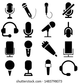 Microphone Icons Set. Microphone Vector Icon. Mic Illustration Symbol Collection.