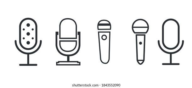 iconos de micrófono conjunto Ilustración vectorial.
