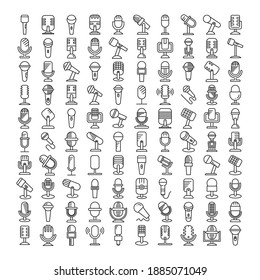 microphone icons set vector illustration line design