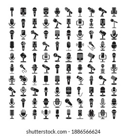 microphone icons set vector illustration glyph design