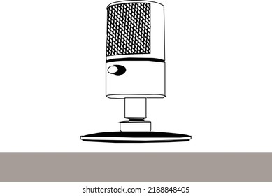 Iconos de micrófono configurados. ilustración vectorial. Auriculares e iconos de micrófono retro sobre fondo blanco, estilo de silueta, ilustración vectorial. diseño de líneas ilustradoras de vector de micrófono negro