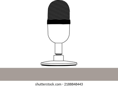 Iconos de micrófono configurados. ilustración vectorial. Auriculares e iconos de micrófono retro sobre fondo blanco, estilo de silueta, ilustración vectorial. diseño de líneas ilustradoras de vector de micrófono negro
