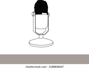 Microphone icons set. vector illustration. Headphones and retro microphone icon set over white background, silhouette style, vector illustration. microphone vector illustrator line art design black
