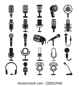 Microphone icons set. Vector illustration