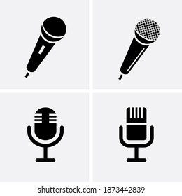 Microphone Icons set. Vector mic podcast