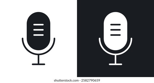 Microphone icons set vectors black and colored style