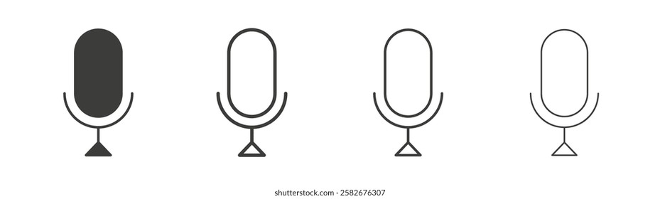 Microphone icons set vectors graphic designs