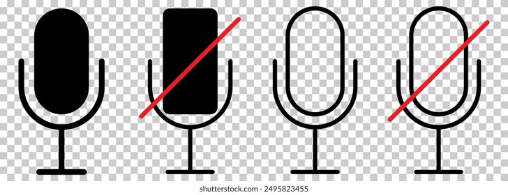Microphone icons set. Voice chat icons. Vector illustration isolated on transparent background