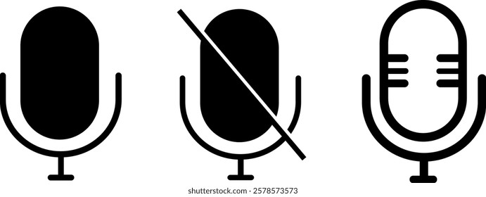 Microphone icons set.Voice recording symbol. Studio microphone icon animation outline best object
