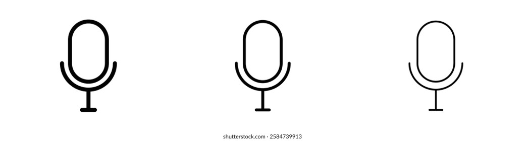 Microphone icons in three different stroke lines