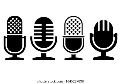 Microphone icons vector collection on white background