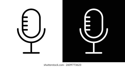 Microphone icons vector set in stroke line style