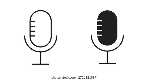 Símbolo de Vector de iconos de micrófono con trazo editable y versiones planas