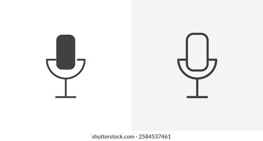 Microphone icons vectors illustrations in black fill and liner versions