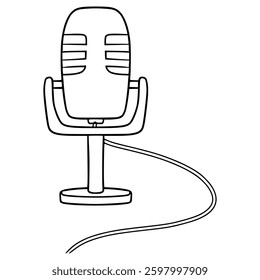 microphone illustration hand drawn outline vector