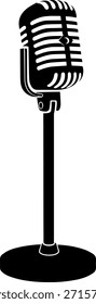 Micrófono Objeto aislado Ilustración vectorial Silueta Negro Blanco Color Diseño minimalista
