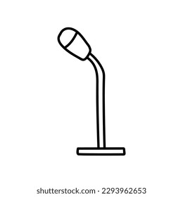 Microphone isolated on white background. Musical item for singing, performances, karaoke. Vector hand-drawn illustration in doodle style. Perfect for cards, decorations, logo.