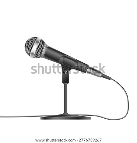 Microphone isolated on white background. Music studio miscellaneous equipment microphone
