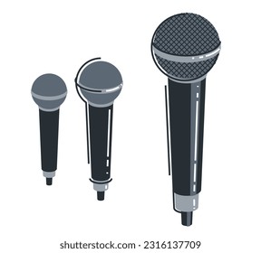 Microphone isolated over white background vector flat style illustration.