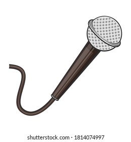 Microphone isolated vector illustration. Sound recording. Podcast recording. Professional sound recording equipment. 