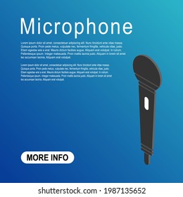 Icono isométrico del micrófono, símbolo de voz de audio, señal de concierto de registro, diseño de botón web, charla plana de karaoke.
