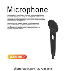 Microphone isometric icon, audio speech symbol, record concert sign, web button design, karaoke flat speak .