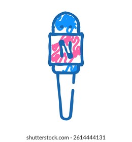 microphone journalist device doodle icon sketch vector. microphone journalist device sign. isolated symbol illustration
