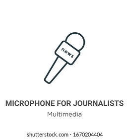 Microphone for journalists outline vector icon. Thin line black microphone for journalists icon, flat vector simple element illustration from editable multimedia concept isolated stroke on white 