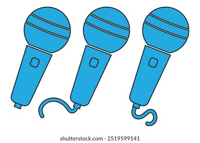 Microphone. Karaoke. Black. Sing. music. Party Holiday Event Celebration Food Drink in flat design .Vector.