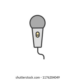 Microphone, karaoke colored line icon.