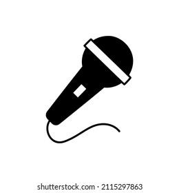 microphone, karaoke Icon in black flat glyph, filled style isolated on white background