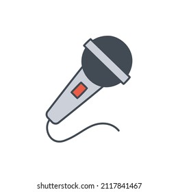 microphone, karaoke Icon in color icon, isolated on white background 