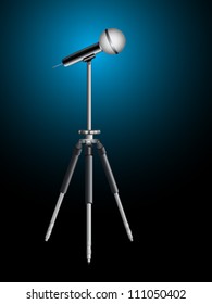 microphone for karaoke on tripod, abstract vector art illustration; image contains transparency