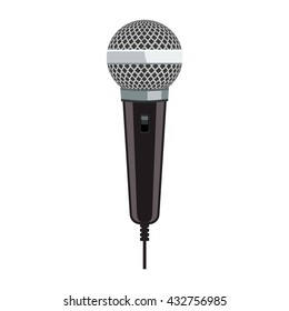 Microphone for Karaoke. Realistic microphone with flat color style design.