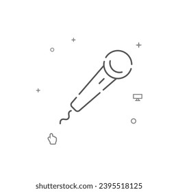 Microphone, karaoke simple vector line icon. Symbol, pictogram, sign isolated on white background. Editable stroke. Adjust line weight.