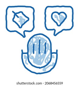 Microphone Label sketch icon vector. Hand drawn blue doodle line art Microphone Label sign. isolated symbol illustration
