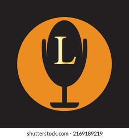 Microphone Latter L  Logo Icon. Sound Recording Studio. Space Recorder Items. Potcast Logo Vector Illustration

