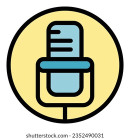 Microphone lecture icon outline vector. Public student. Academic seminar color flat