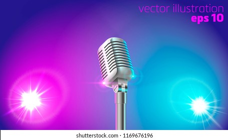 Microphone in the light of two spotlights
