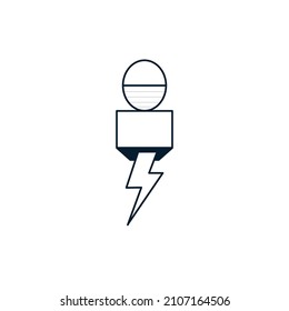 Microphone, lightning. The concept of protest, freedom of speech. Vector icon isolated on white background.