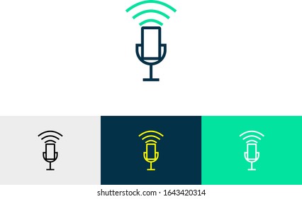 microphone line art icon vector 
