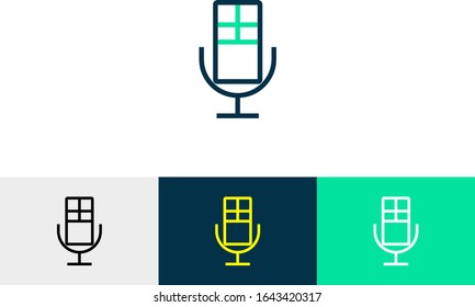 icono de arte de línea de micrófono vector 