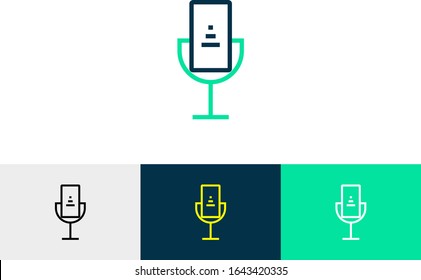 microphone line art icon vector 