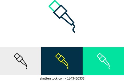 microphone line art icon vector 