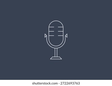 Logotipo de arte en línea de micrófono con contornos simples y audaces, que simbolizan la voz, la comunicación, la creatividad, el rendimiento y la expresión