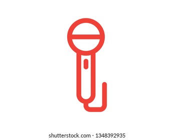 Microphone line color Icon vector. Mic sign. Karaoke microphone icon. Broadcast mic sign - Vector