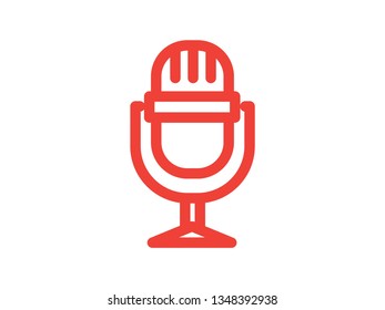 Microphone line color Icon vector. Mic sign. Karaoke microphone icon. Broadcast mic sign - Vector