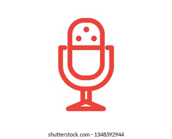 Microphone line color Icon vector. Mic sign. Karaoke microphone icon. Broadcast mic sign - Vector