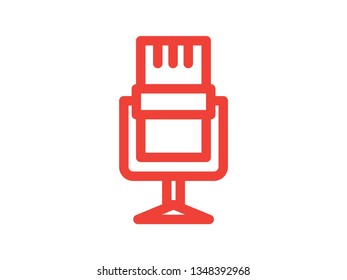Microphone line color Icon vector. Mic sign. Karaoke microphone icon. Broadcast mic sign - Vector